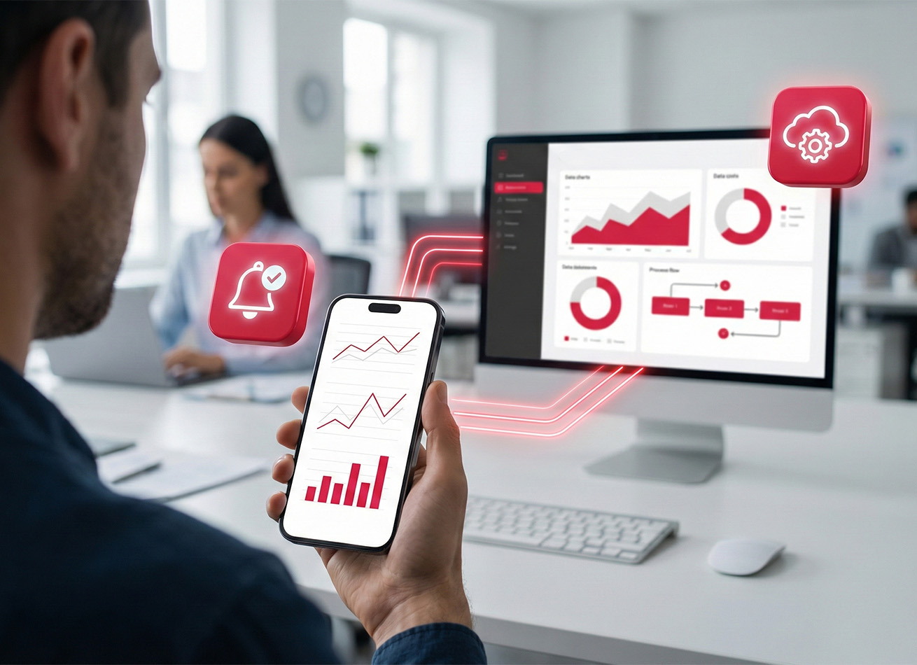 Person analyzing data on devices.